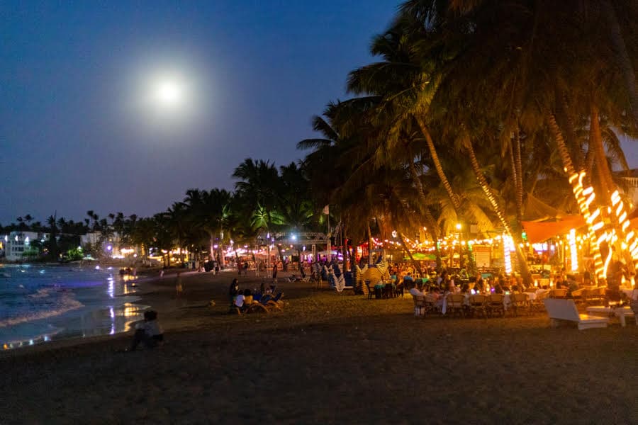 Cabarete beach bar at dusk